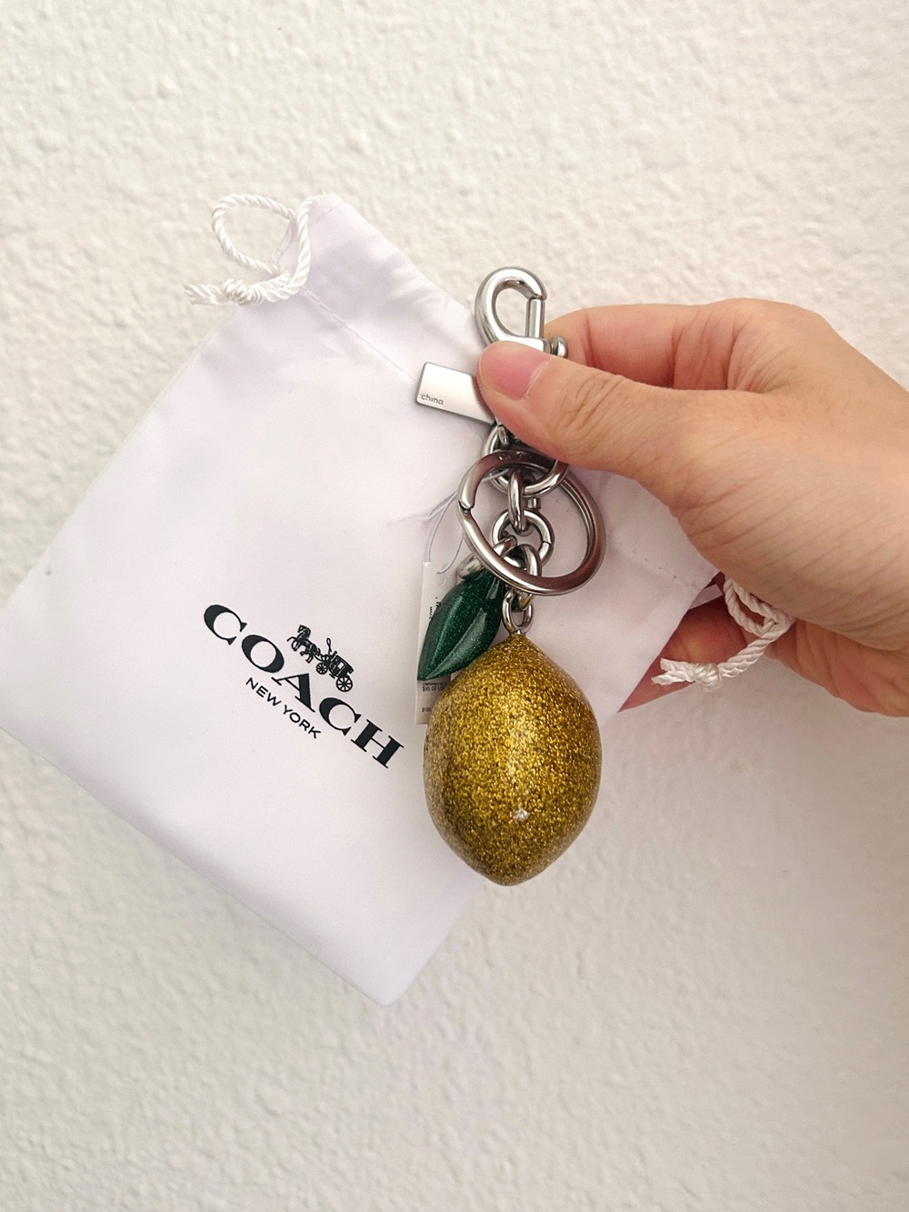 NWT🍋Coach 3D Lemon Bag Charm CAO52 Summer Glitter Fruit Gift Fun Keychain
